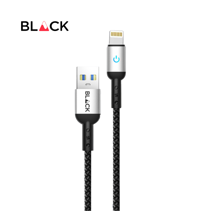 BLACK Cable Strong&Fast Nylon USB A to Apple, 25k+ bend, LED, 1.2m, 1Yr warranty BLACK Cable Strong&Fast Nylon USB A to Apple, 25k+ bend, LED, 1.2m, 1Yr warranty
